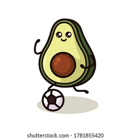 Cute avocados mascot in sport game pose