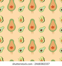 Cute Avocados Seamless Vector Pattern Design