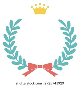 cute award ranking frame with laurel and ribbon (bow)