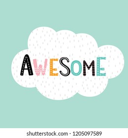 Cute awesome decorative types, typography awesome, vector illustration