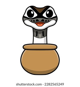 Cute axanthic pied ball python cartoon inside the sack