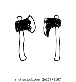 cute axe vector illustration hand drawn black and white style
