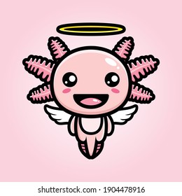 cute axolotl angel character design