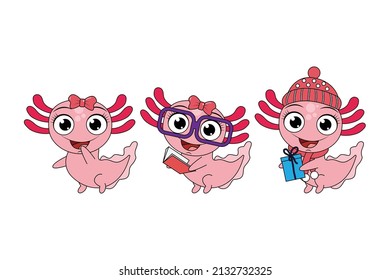 cute axolotl animal cartoon graphic