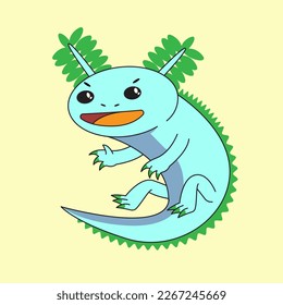 cute axolotl cartoon character illustration