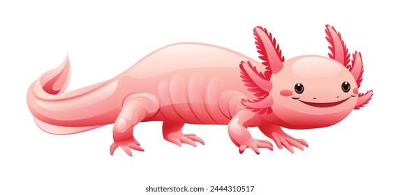 Cute axolotl cartoon illustration. Vector salamander isolated on white background