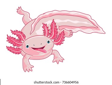 Cute Axolotl Cartoon in Pink