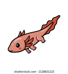 Cute axolotl cartoon swimming. Vector illustration