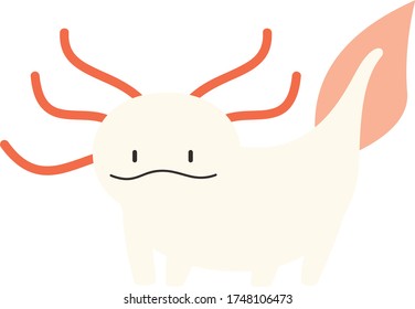 Cute axolotl Cartoon, Vector illustration axolotl on a white background. Drawing for children