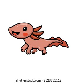 Cute axolotl cartoon vector illustration