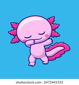 Cute Axolotl Dabbing Cartoon Vector Icon Illustration. Animal Nature Icon Concept Isolated Premium Vector. Flat Cartoon Style