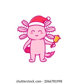 Cute axolotl design celebrate christmas