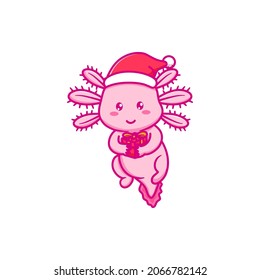 Cute axolotl design celebrate christmas