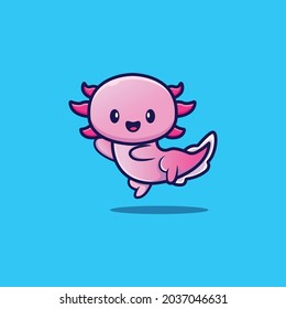 axolotl lindo con expresión aislada en fondo azul