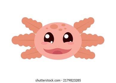 cara de axolotl lindo sobre fondo blanco