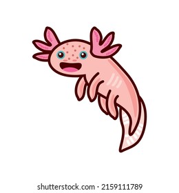 cute axolotl flat icon isolated