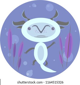 Cute axolotl. Flat style vector illustration.