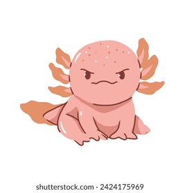 Cute Axolotl with Grumpy Expression