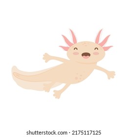 Cute axolotl icon on white background