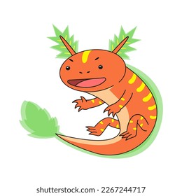 cute axolotl illustration cartoon character