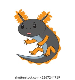 cute axolotl illustration cartoon character
