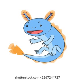 cute axolotl illustration cartoon character