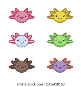 Cute axolotl illustration. Cartoon sticker