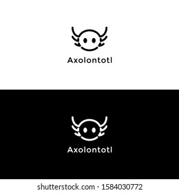 Cute axolotl line stroke logo pet shop. vector isolated.