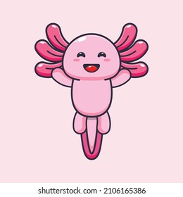 Cute axolotl mascot cartoon vector illustration