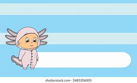 cute axolotl pajama kid cartoon background in vector format