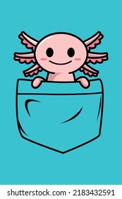 Cute axolotl in pocket animal cartoon concept isolated