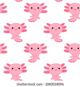 Patrón de infiltración del Axolotl. Fondo del animal de dibujos animados Fondo del vector colorido para los niños, textil, tela de patrón, papel tapiz