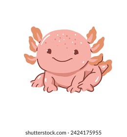 Cute Axolotl with Smile Expression