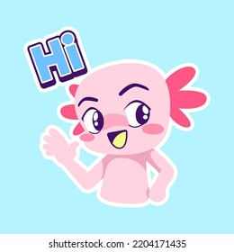 cute axolotl sticker vector set