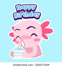 cute axolotl sticker vector set