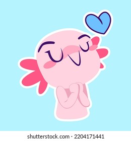 cute axolotl sticker vector set