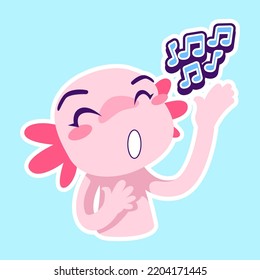 cute axolotl sticker vector set