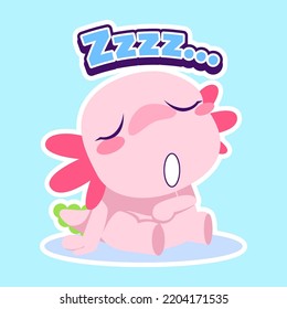 cute axolotl sticker vector set