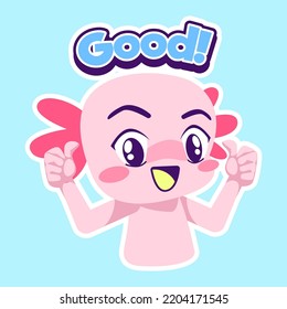 cute axolotl sticker vector set