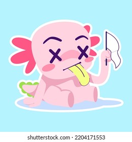 cute axolotl sticker vector set