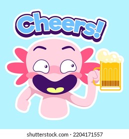 cute axolotl sticker vector set