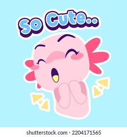 cute axolotl sticker vector set