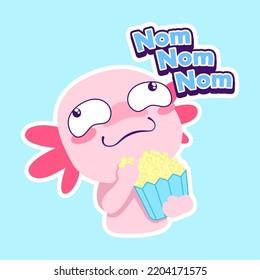 cute axolotl sticker vector set