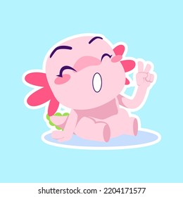 cute axolotl sticker vector set