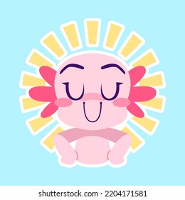 cute axolotl sticker vector set