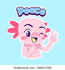 cute axolotl sticker vector set