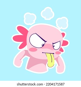 cute axolotl sticker vector set