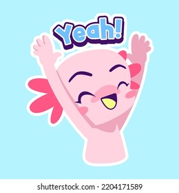 cute axolotl sticker vector set