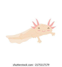 cute axolotl swimming on white backgroudn