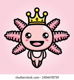 cute axolotl wearing a king's crown